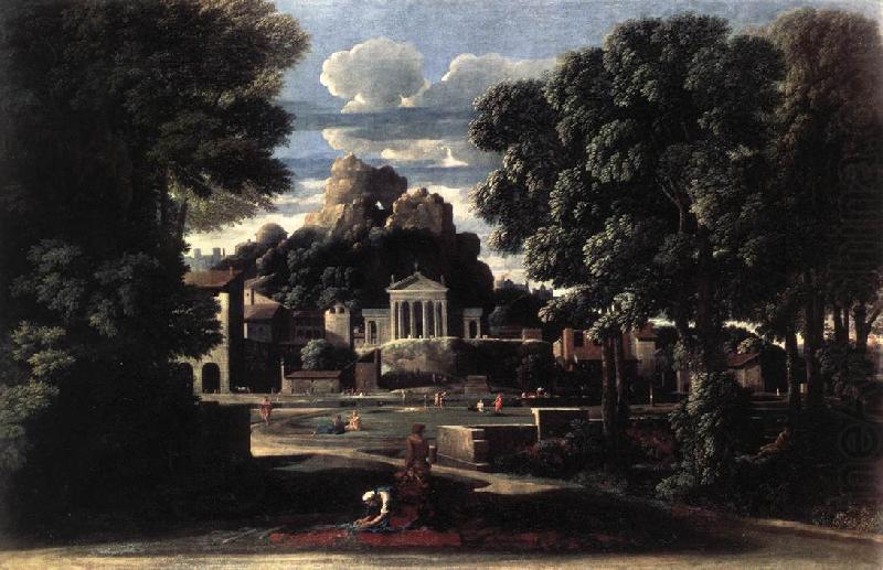 POUSSIN, Nicolas Landscape with the Gathering of the Ashes of Phocion by his Widow af china oil painting image
